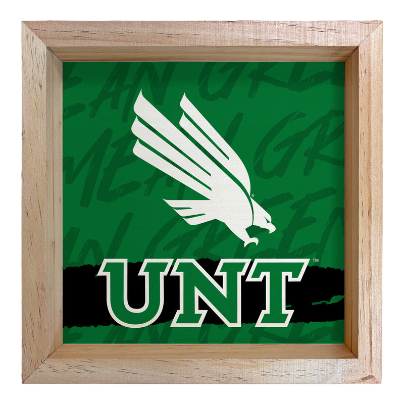 North Texas Officially Licensed 8.75"x 8.75" Wood Sign with frame Logo