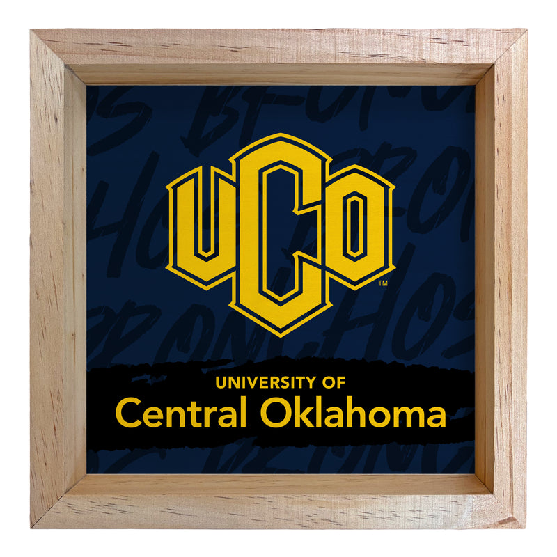 University of Central Oklahoma Bronchos Officially Licensed 8.75"x 8.75" Wood Sign with frame Logo