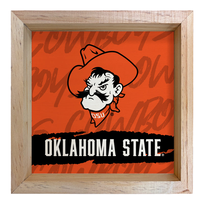 Oklahoma State Cowboys Officially Licensed 8.75"x 8.75" Wood Sign with frame Logo