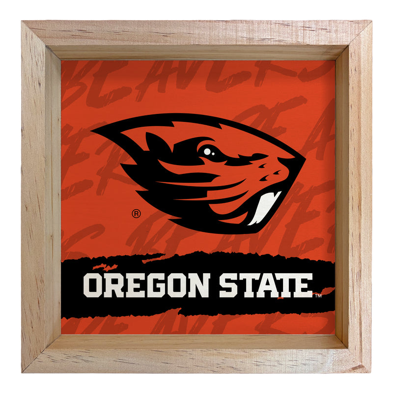 Oregon State Beavers Officially Licensed 8.75"x 8.75" Wood Sign with frame Logo