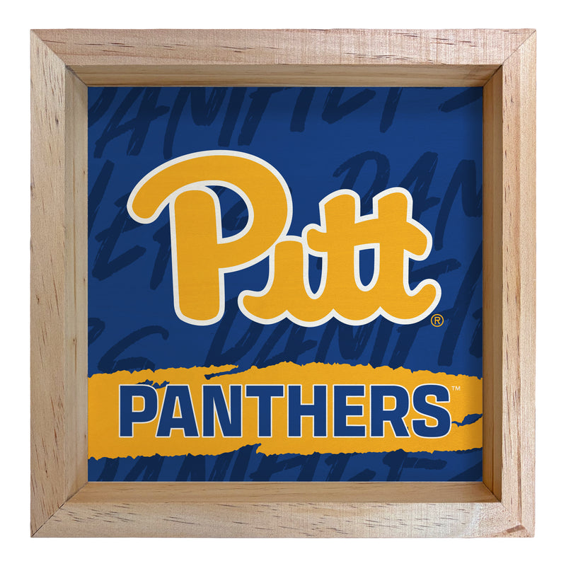 Pittsburgh Panthers Officially Licensed 8.75"x 8.75" Wood Sign with frame Logo
