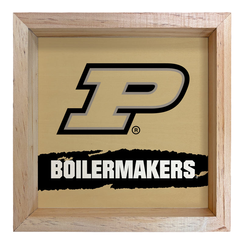 Purdue Boilermakers Officially Licensed 8.75"x 8.75" Wood Sign with frame Logo
