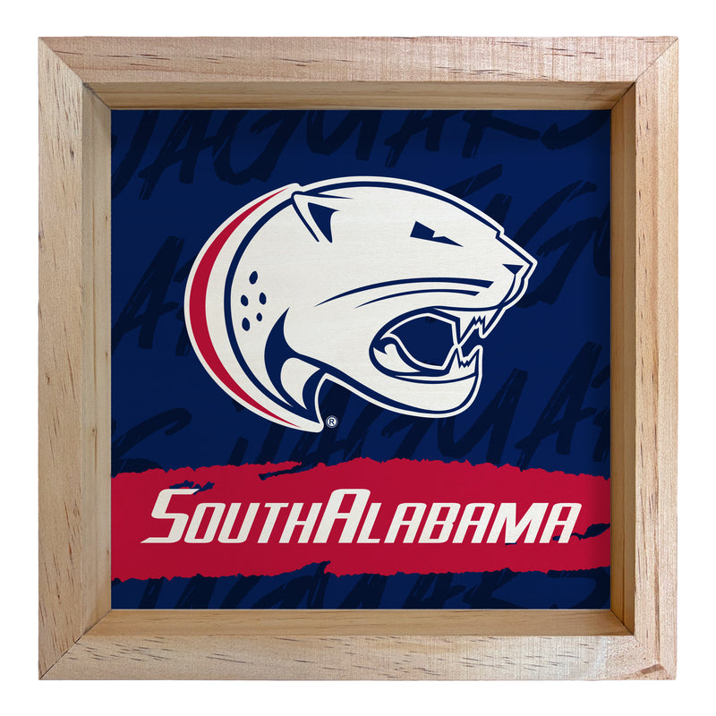 University of South Alabama Officially Licensed 8.75"x 8.75" Wood Sign with frame Logo