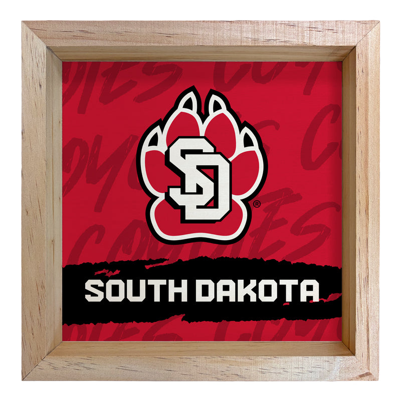 South Dakota Coyotes Officially Licensed 8.75"x 8.75" Wood Sign with frame Logo