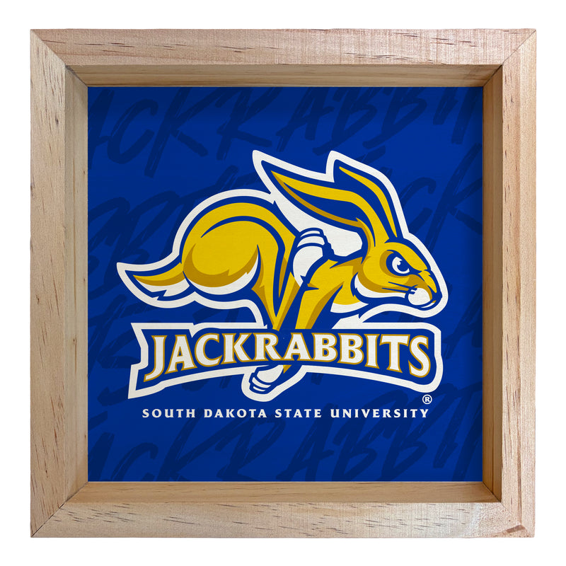 South Dakota State Jackrabbits Officially Licensed 8.75"x 8.75" Wood Sign with frame Logo