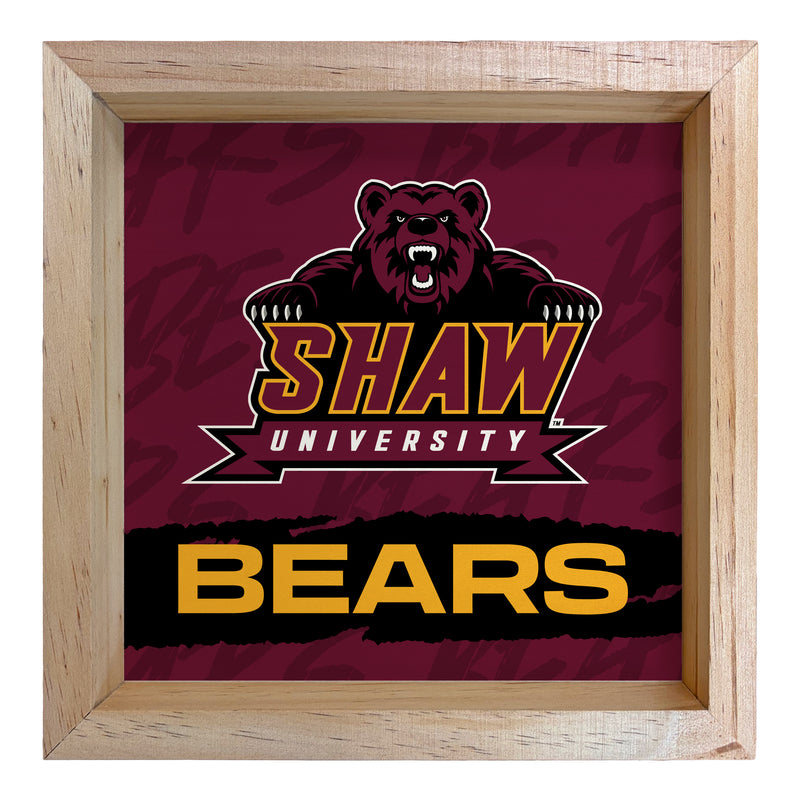 Shaw University Bears Officially Licensed 8.75"x 8.75" Wood Sign with frame Logo