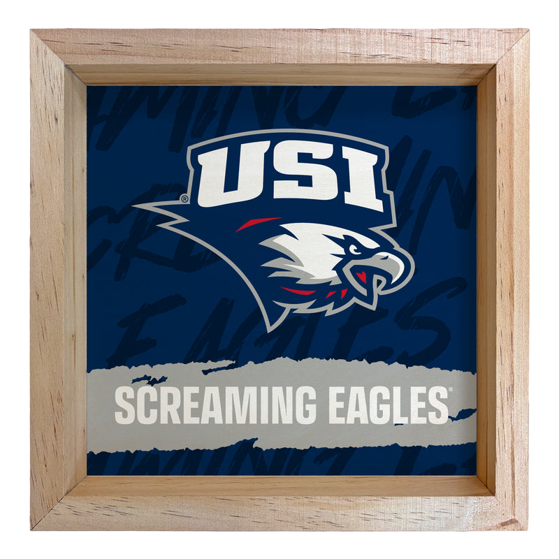 University of Southern Indiana Officially Licensed 8.75"x 8.75" Wood Sign with frame Logo