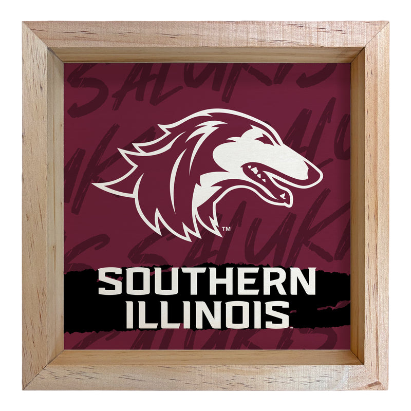 Southern Illinois Salukis Officially Licensed 8.75"x 8.75" Wood Sign with frame Logo