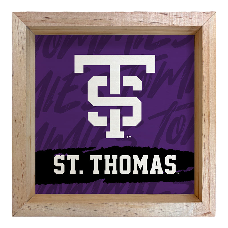 University of St. Thomas Officially Licensed 8.75"x 8.75" Wood Sign with frame Logo