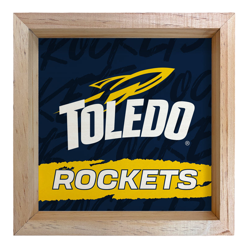 Toledo Rockets Officially Licensed 8.75"x 8.75" Wood Sign with frame Logo