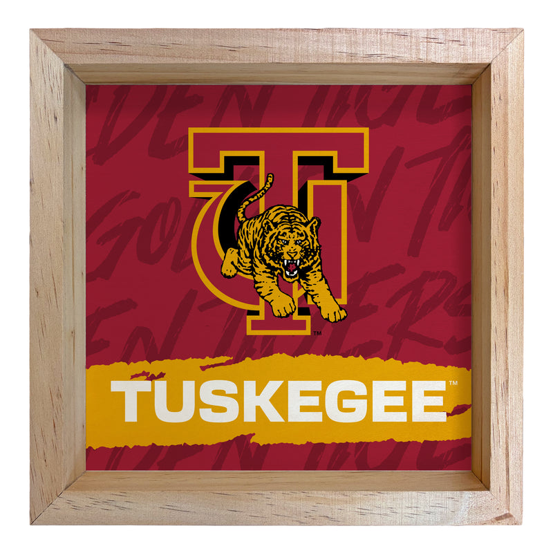 Tuskegee University Officially Licensed 8.75"x 8.75" Wood Sign with frame Logo