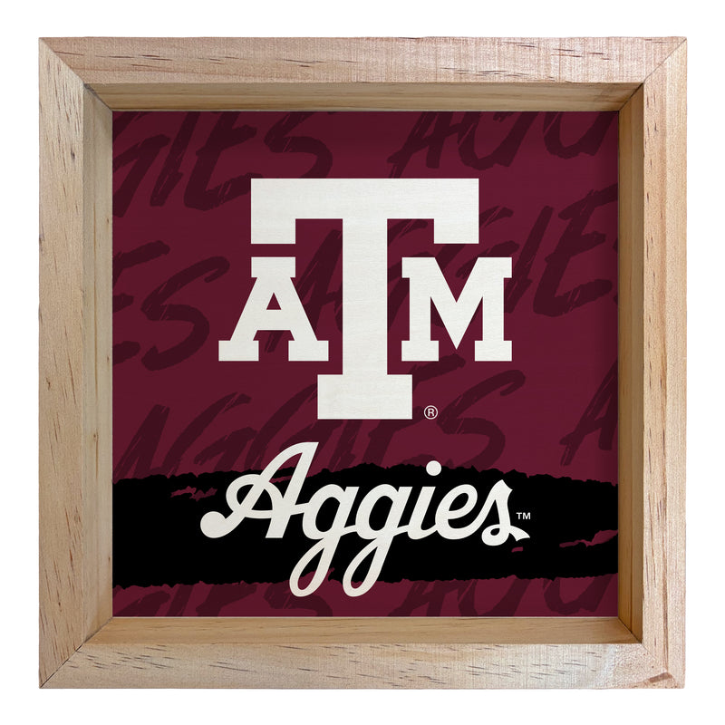 Texas A&M Aggies Officially Licensed 8.75"x 8.75" Wood Sign with frame Logo