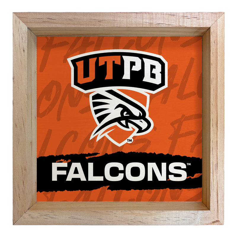 University of Texas of the Permian Basin Officially Licensed 8.75"x 8.75" Wood Sign with frame Logo