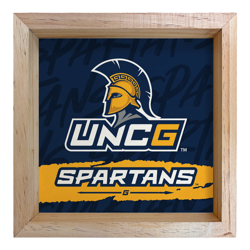 North Carolina Greensboro Spartans Officially Licensed 8.75"x 8.75" Wood Sign with frame Logo