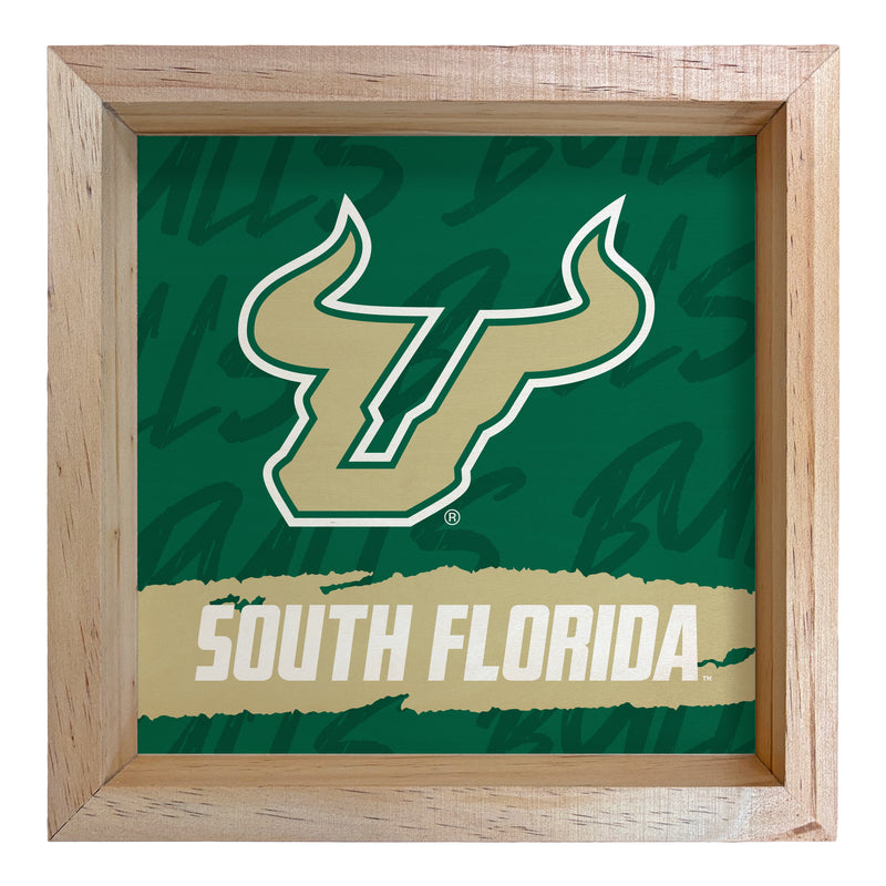 South Florida Bulls Officially Licensed 8.75"x 8.75" Wood Sign with frame Logo