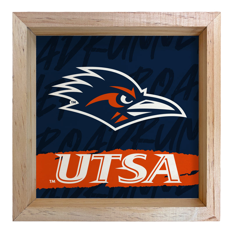 UTSA Roadrunners Officially Licensed 8.75"x 8.75" Wood Sign with frame Logo