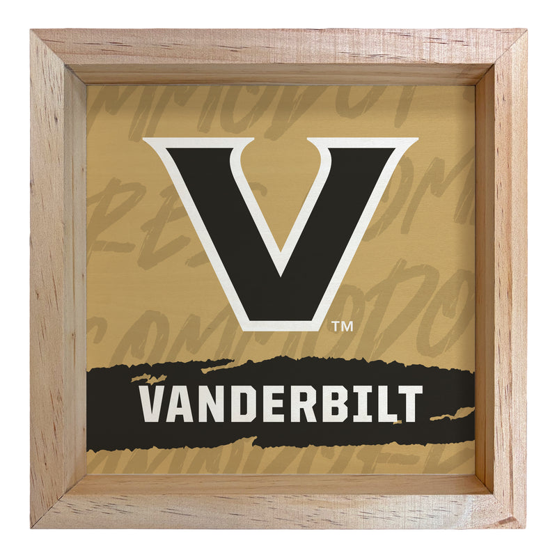 Vanderbilt University Officially Licensed 8.75"x 8.75" Wood Sign with frame Logo