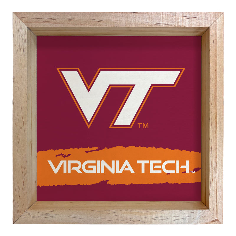 Virginia Tech Hokies Officially Licensed 8.75"x 8.75" Wood Sign with frame Logo