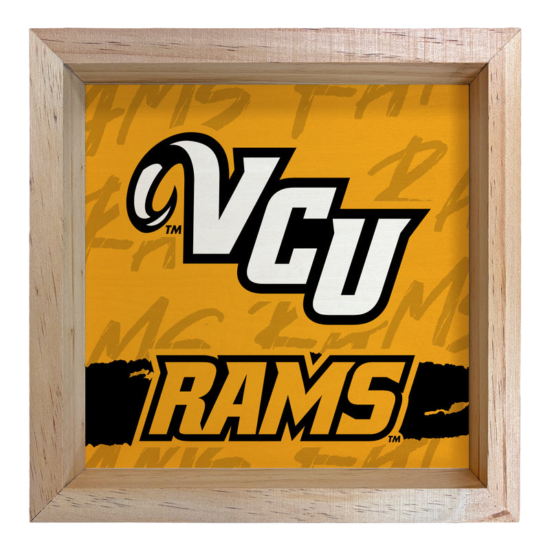 Virginia Commonwealth Officially Licensed 8.75"x 8.75" Wood Sign with frame Logo