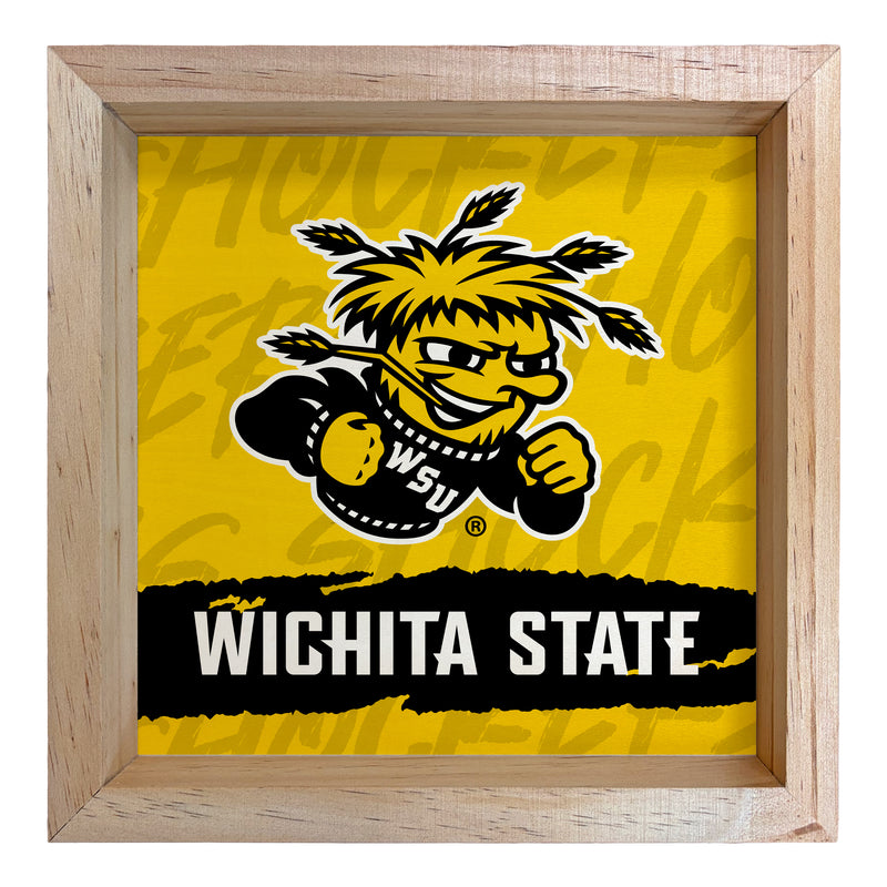 Wichita State Shockers Officially Licensed 8.75"x 8.75" Wood Sign with frame Logo