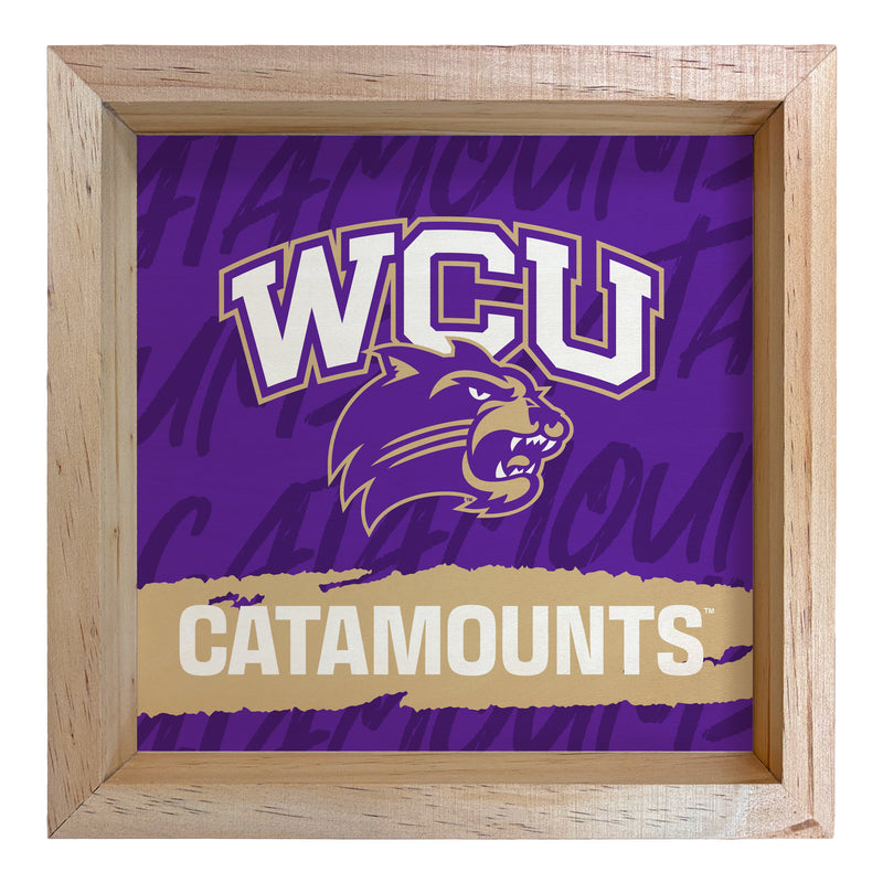 Western Carolina University Officially Licensed 8.75"x 8.75" Wood Sign with frame Logo