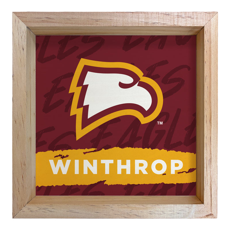 Winthrop University Officially Licensed 8.75"x 8.75" Wood Sign with frame Logo