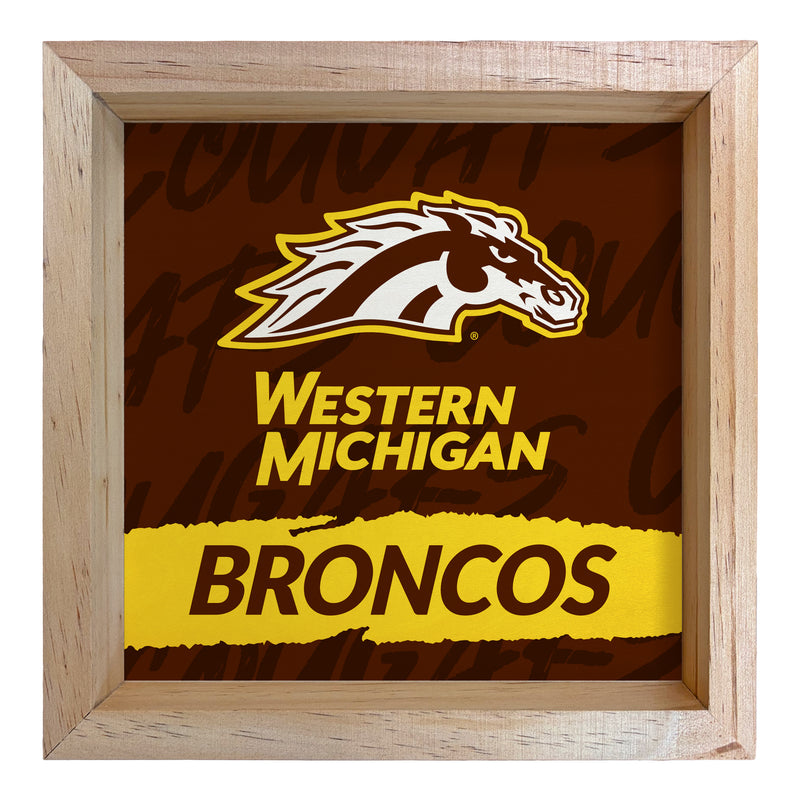 Western Michigan University Officially Licensed 8.75"x 8.75" Wood Sign with frame Logo