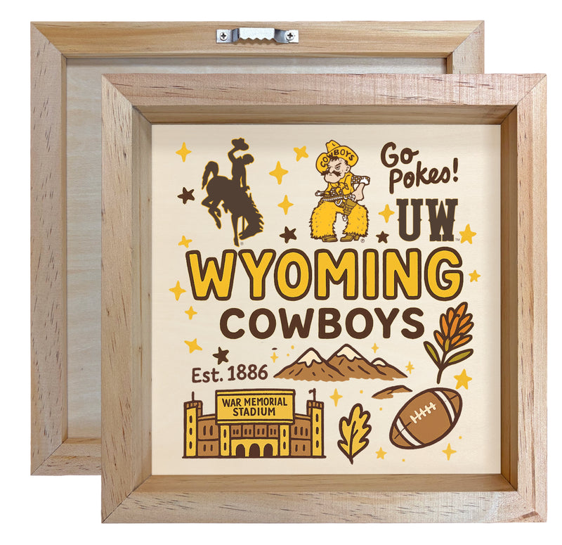 University of Wyoming Officially Licensed 8.75"x 8.75" Wood Sign with frame