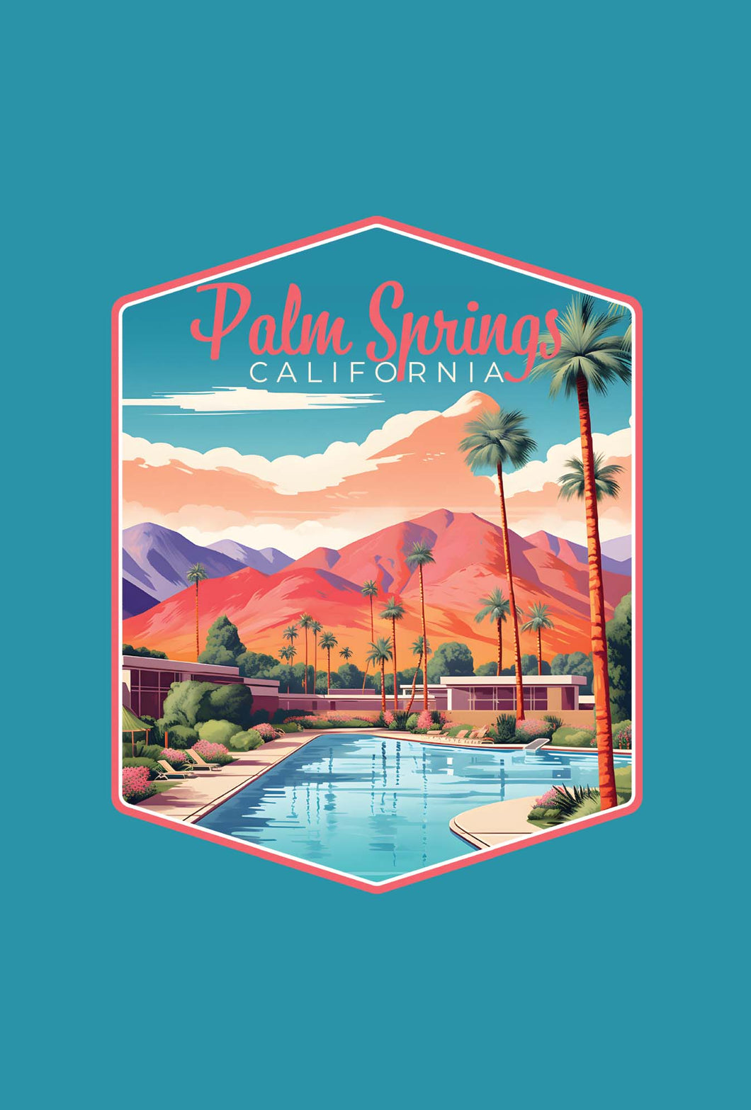 Palm Springs California Design B Souvenir Wood sign with frame 5x7 