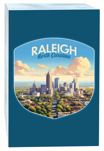 Raleigh North Carolina Daytime Cityscape Design Souvenir Wood sign with frame 5x7 