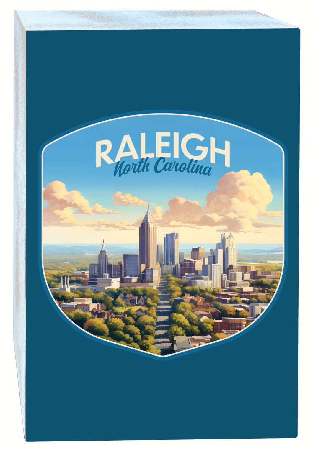 Raleigh North Carolina Daytime Cityscape Design Souvenir Wood sign with frame 5x7 