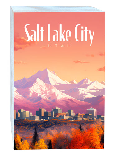 Salt Lake City Utah Design C Souvenir Wood sign with frame 5x7 