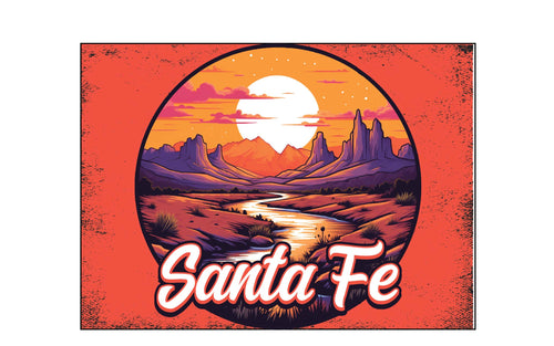 Santa Fe New Mexico Design B Souvenir Wood sign with frame 5x7 