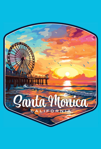 Santa Monica California Design A Souvenir Wood sign with frame 5x7 