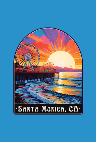 Santa Monica California Design B Souvenir Wood sign with frame 5x7 