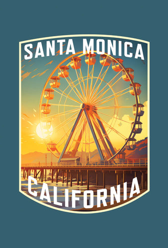 Santa Monica California Design C Souvenir Wood sign with frame 5x7 