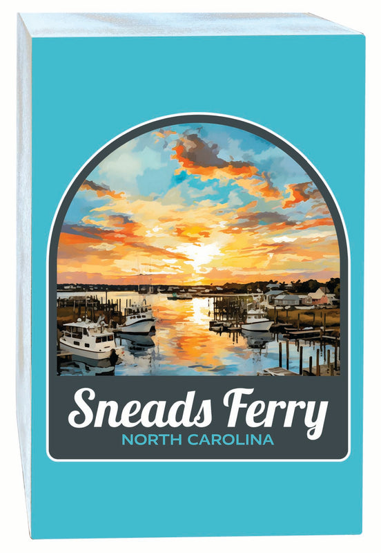 Sneads Ferry North Carolina Sunset over Bay Design Souvenir Wood sign with frame 5x7 