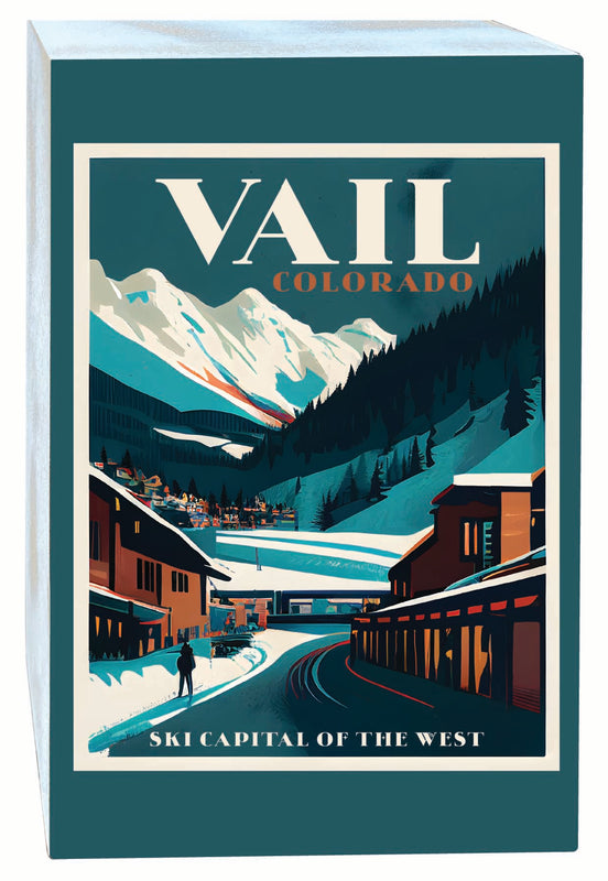 Vail Colorado Design B Souvenir Wood sign with frame 5x7 