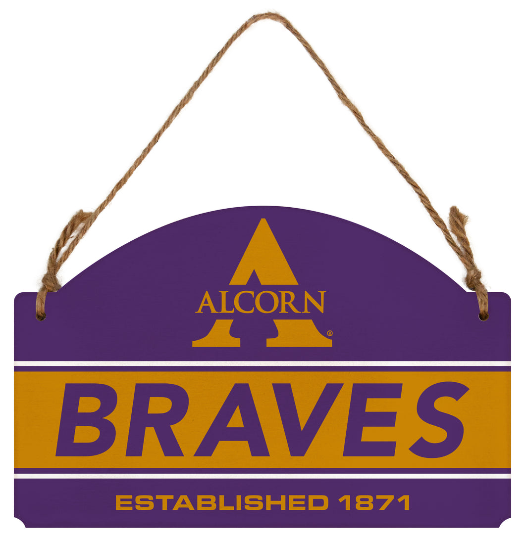 Alcorn State Braves Flat Wood Sign with Hanging String - Officially Licensed Collegiate Product 