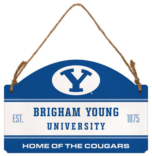 Brigham Young Cougars Flat Wood Sign with Hanging String - Officially Licensed Collegiate Product 