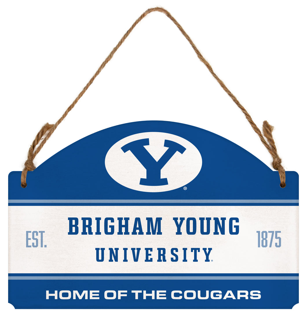 Brigham Young Cougars Flat Wood Sign with Hanging String - Officially Licensed Collegiate Product 