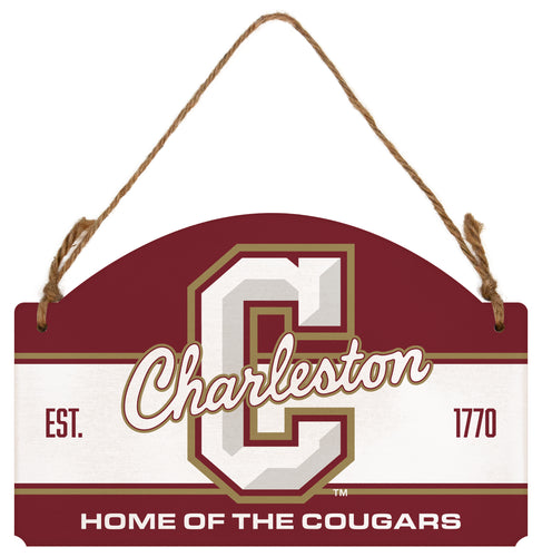 College of Charleston Flat Wood Sign with Hanging String - Officially Licensed Collegiate Product 