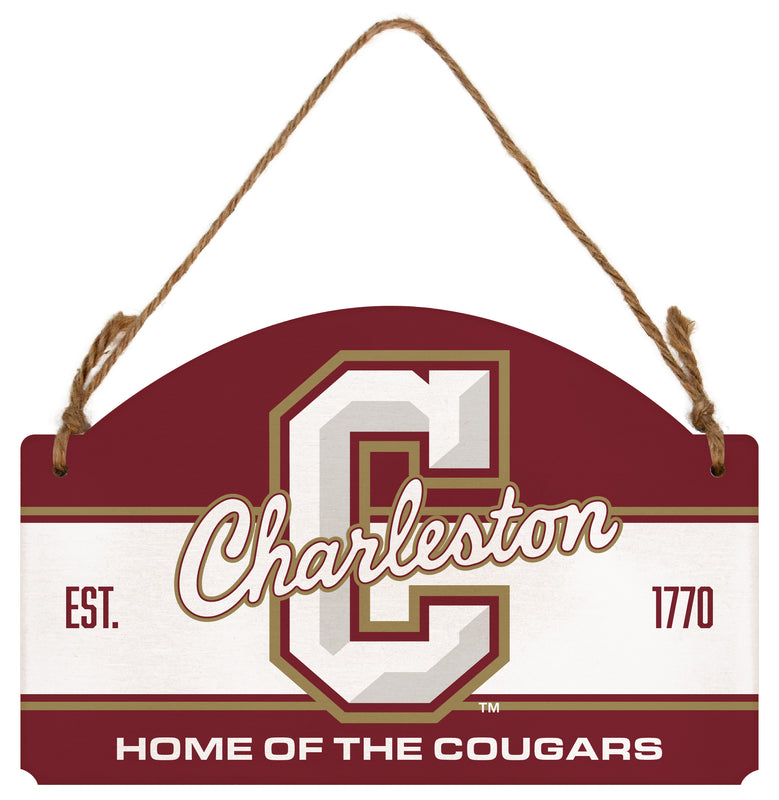 College of Charleston Flat Wood Sign with Hanging String - Officially Licensed Collegiate Product 