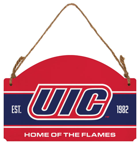 University of Illinois at Chicago Flat Wood Sign with Hanging String - Officially Licensed Collegiate Product 