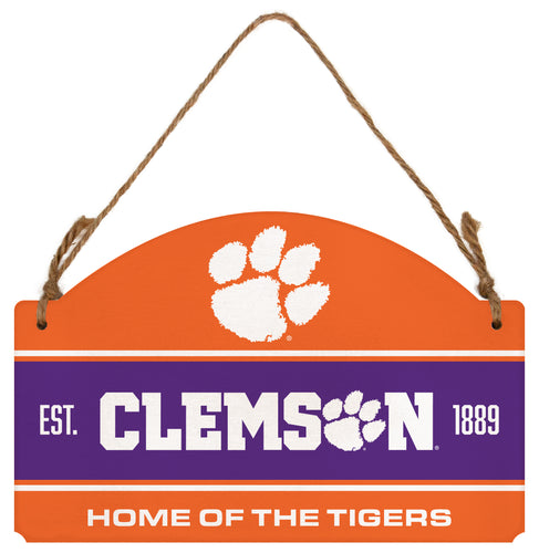 Clemson Tigers Flat Wood Sign with Hanging String - Officially Licensed Collegiate Product 