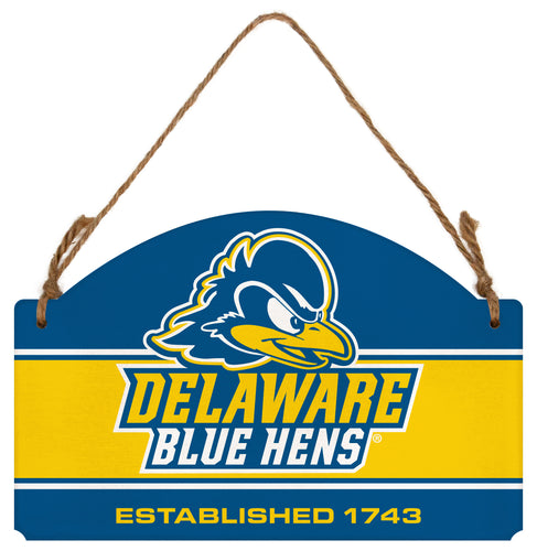 Delaware Blue Hens Flat Wood Sign with Hanging String - Officially Licensed Collegiate Product 