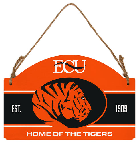 East Central University Tigers Flat Wood Sign with Hanging String - Officially Licensed Collegiate Product 