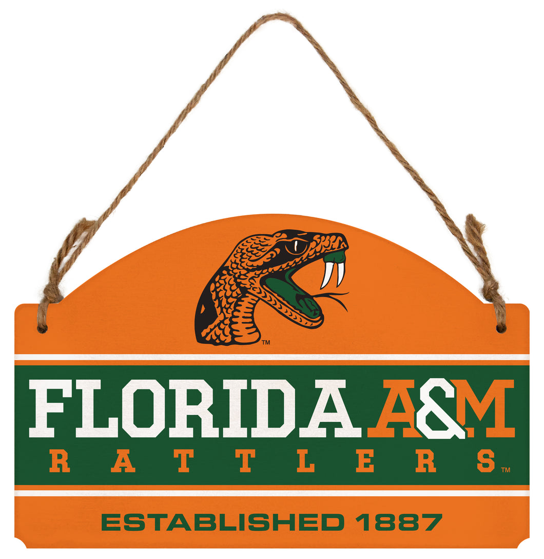 Florida A&M Rattlers Flat Wood Sign with Hanging String - Officially Licensed Collegiate Product 