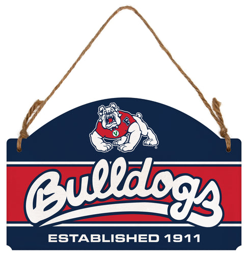 Fresno State Bulldogs Flat Wood Sign with Hanging String - Officially Licensed Collegiate Product 