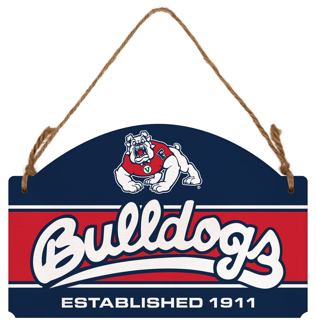 Fresno State Bulldogs Flat Wood Sign with Hanging String - Officially Licensed Collegiate Product 
